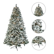 SalonMore 7.5ft 1450 Branch Pre-lit Christmas Tree, Holiday Decoration Flocked Snow Artificial Tree