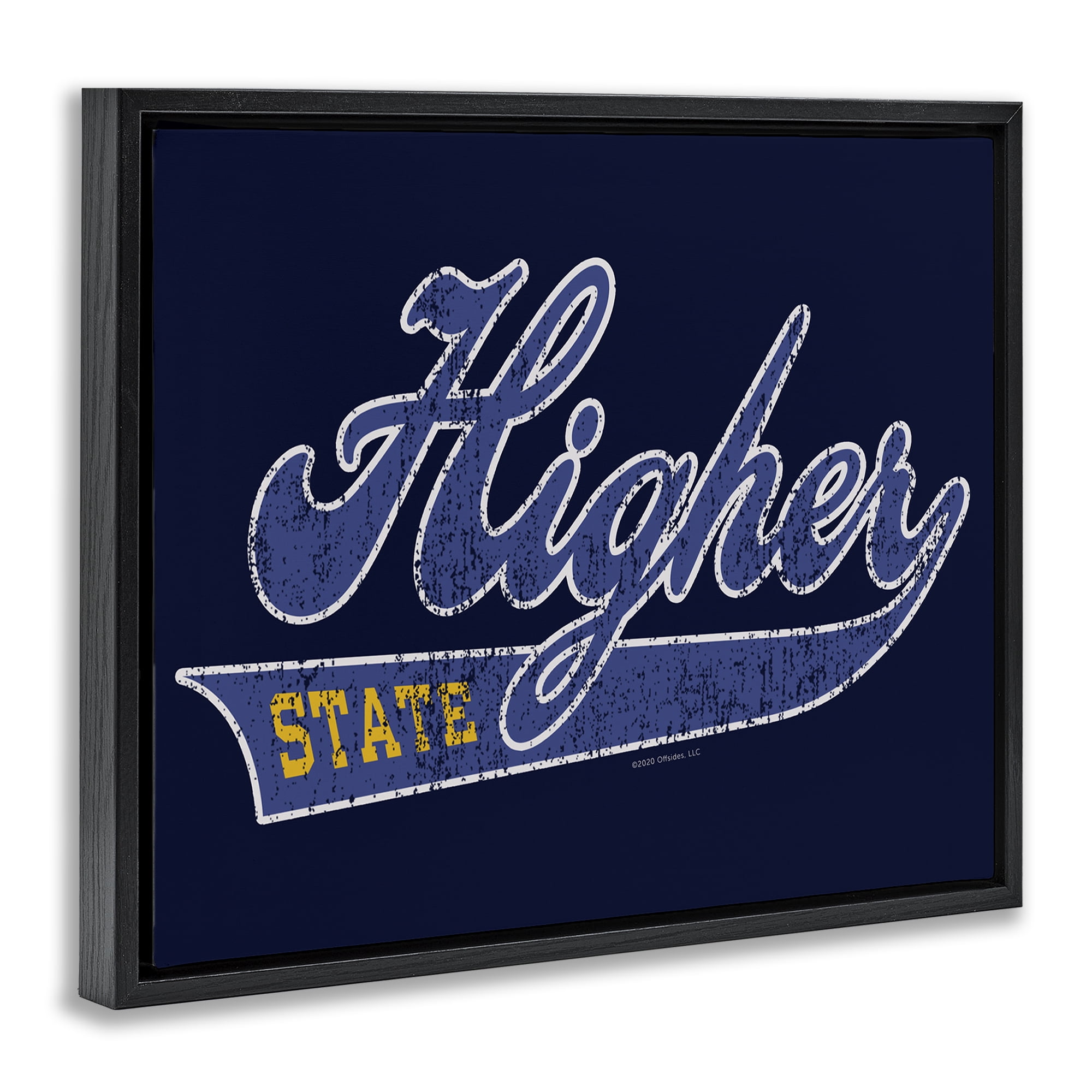 Stupell Industries Higher State Varsity Style Text & Numbers Painting Black Floater Framed Canvas Art Print Wall Art, 31 x 25