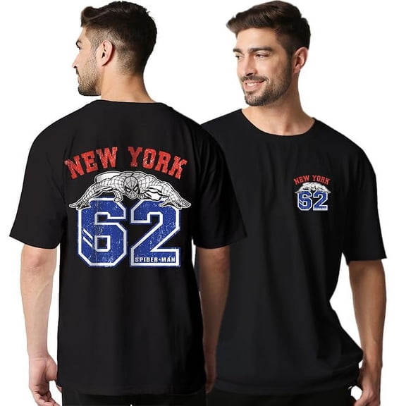 Wear Your Opinion Mens Back Print Oversized T-Shirt (Design: NewYork 62 Oversized T-Shirt,Black,X-Large)