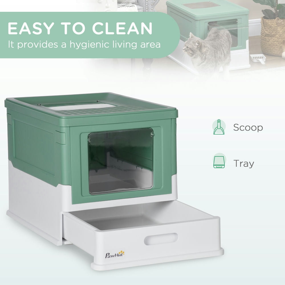 Resenkos Cat Litter Box, Fully Enclosed Cat Litter Box with Front Entry, Top Exit, Gray