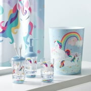 Unicorn & Rainbow 4-Piece Plastic Bathroom Accessory Set