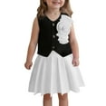 thumbnail image 3 of Loopsun Girls Skirt Suit with Sleeveless Top and Pleated Skirt Summer Outfit Black, 4-5 Years, 3 of 5
