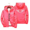 thumbnail image 3 of Chaqueta Bomber con capucha y cremallera para hombre, último estampado de patrón Mini Cooper, cortavientos informal Xipper, coche de moda, primavera y otoño, 3 of 5