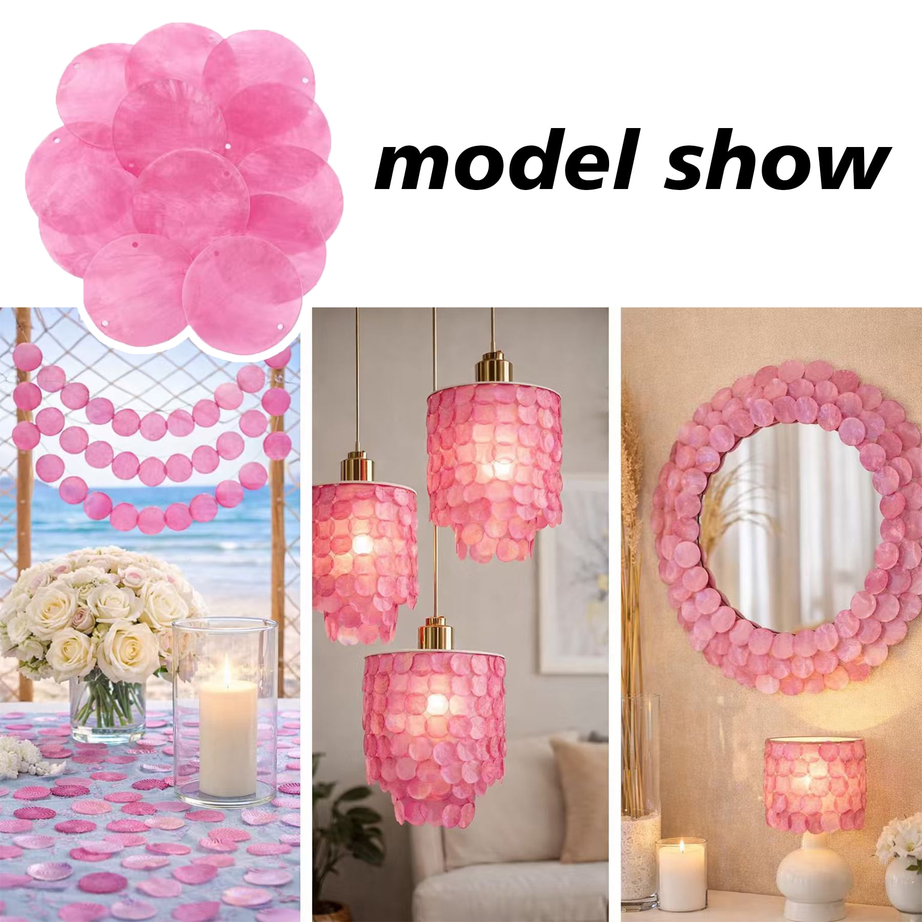120Pcs Capiz Shells 1.97in Round Natural Shells with 2 Holes for Seashell Wind Chimes Curtain Shell Garland DIY Craft Wedding Home Decoration