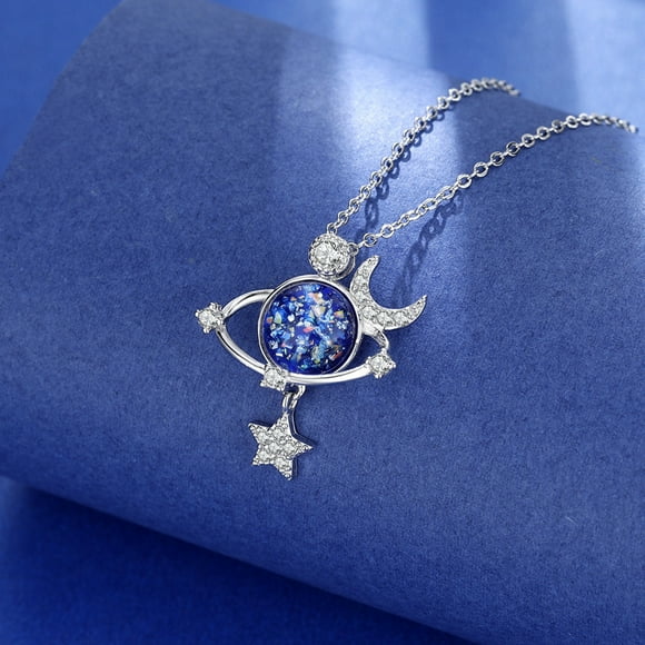 Universe Star Necklace for Daughter Granddaughter Star Moon Surrounding Planet Star Necklace Jewelry Gift for Women Girls
