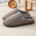 thumbnail image 2 of AUDeals Men's Plush House Slippers - Thick Sole Warm Closed Toe Indoor Home Shoes with Non Slip Daily Comfort (Coffee, 9.5), 2 of 5