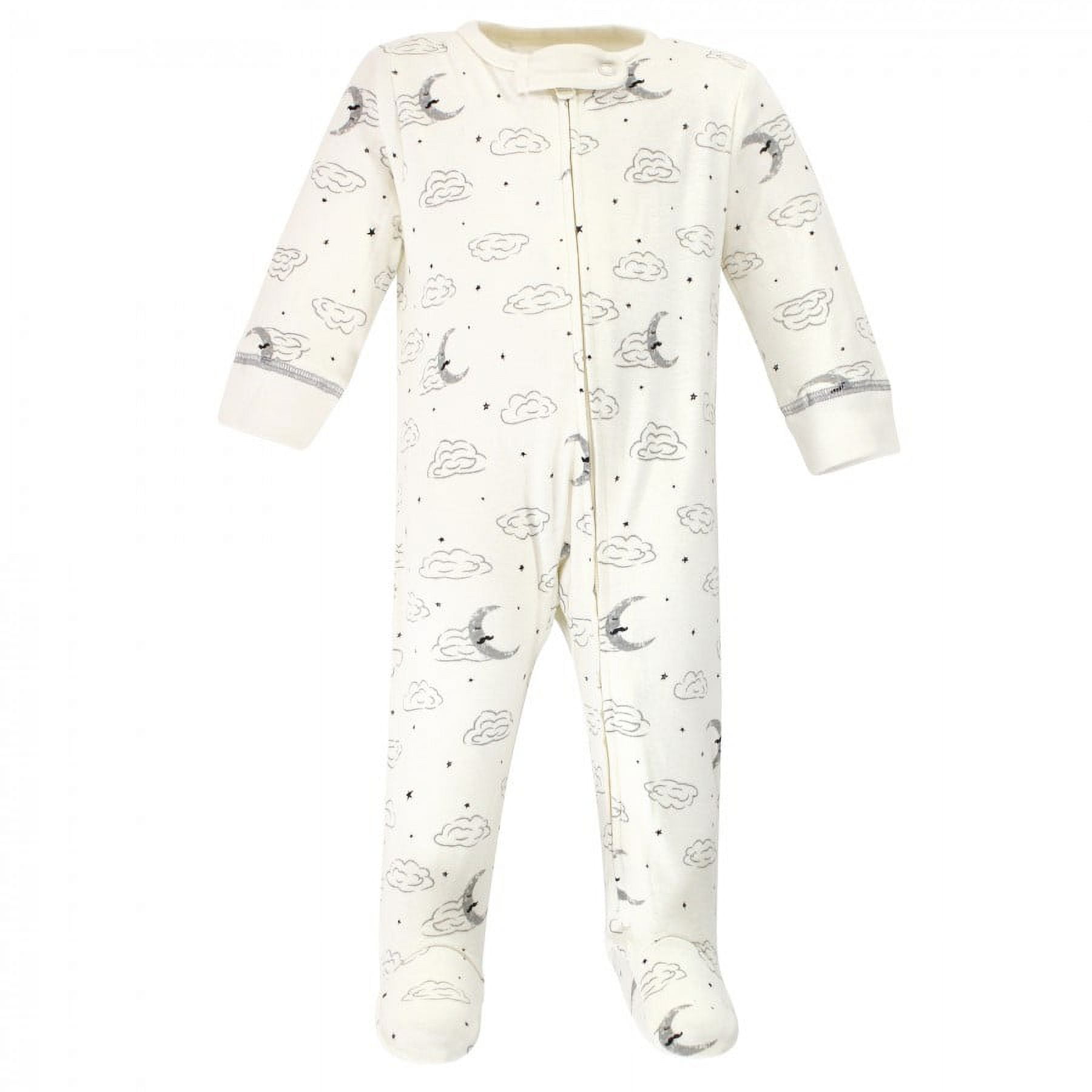 Touched by Nature Baby Boy Organic Cotton Zipper Sleep and Play 3pk, Mr Moon, 6-9 Months