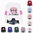 thumbnail image 4 of Godom Sweatshirt for Women Pink Ribbon Sweatshirts Long Sleeve Hoodies Pullover Tops, 4 of 7