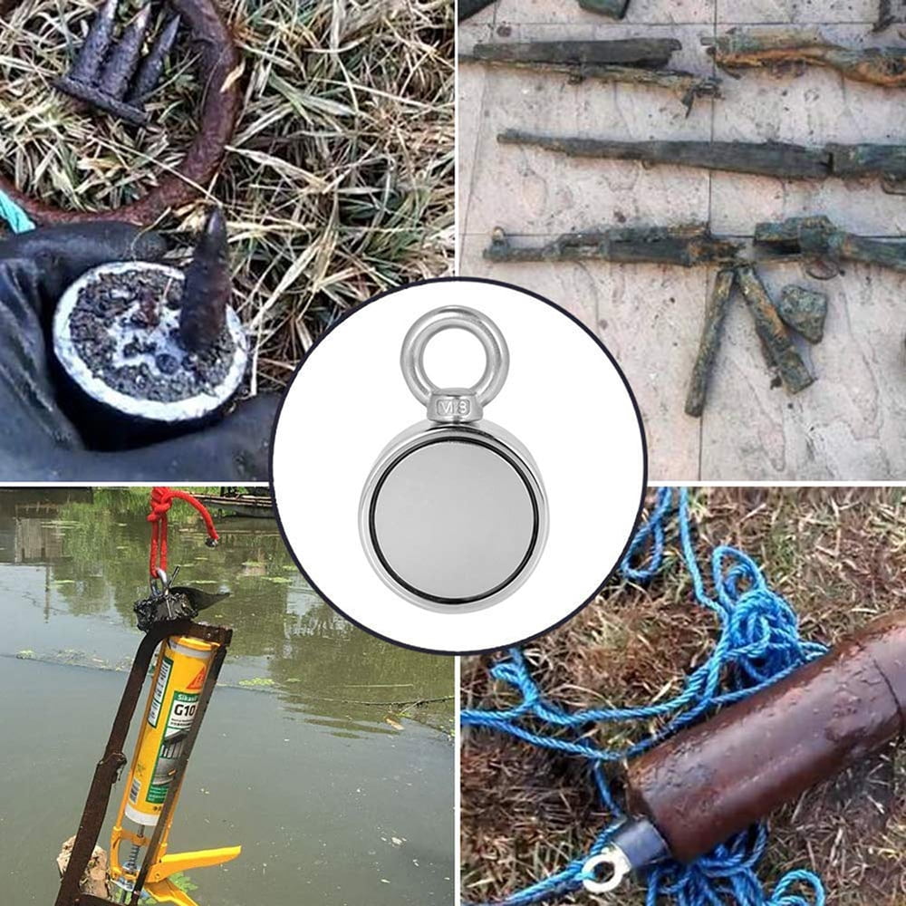 TIANLAIMEI Double-Sided Fishing Magnets Neodymium Magnet Fishing Kit Pulling Force 20m (65 Foot) Durable Rope and Protective Gloves