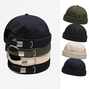 Dress Choice Quick Dry Brimless Hat Lightweight Cap Sailor Rolled Cuff Harbour Hat Casual Skull Docker Beanie Cap for Men Women