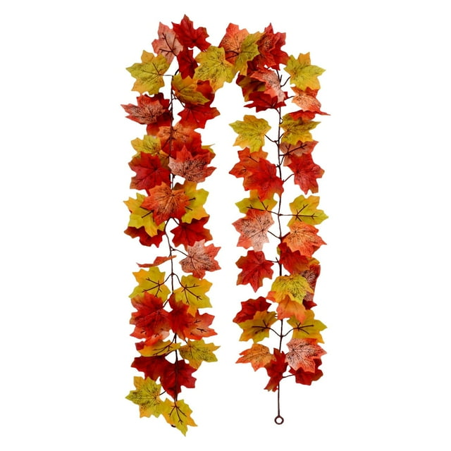 Iamnij Fall Leaf Decorated Halloween Fake Flower,Autumn Decoration Simulation Maple Rattan Rattan Decoration Home Wall Hanging Maple Rattan