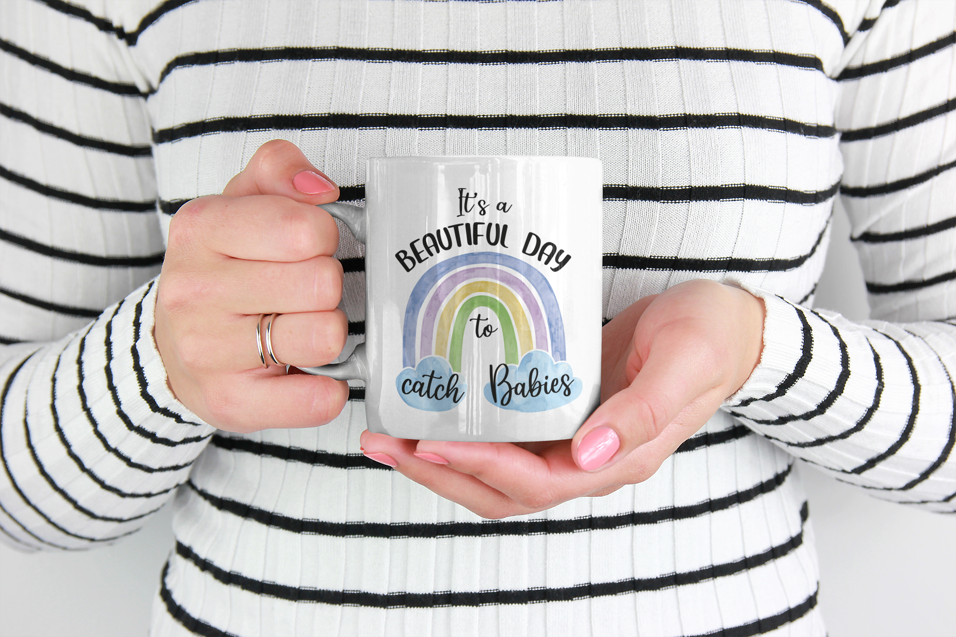 It's a Beautiful Day to Catch Babies, L&D Nurse Midwife Coffee & Tea Mug (15oz)