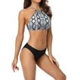 thumbnail image 4 of Sociala High Neck Bikini Top Floral Swimsuits Two Piece Bathing Suits Triangle Bottoms for Women, 4 of 5