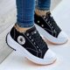 thumbnail image 4 of Speedy 2023Classic White Canvas Shoes Women Sneakers Solid Lace-Up Casual Platform Shoes for Women, 4 of 4