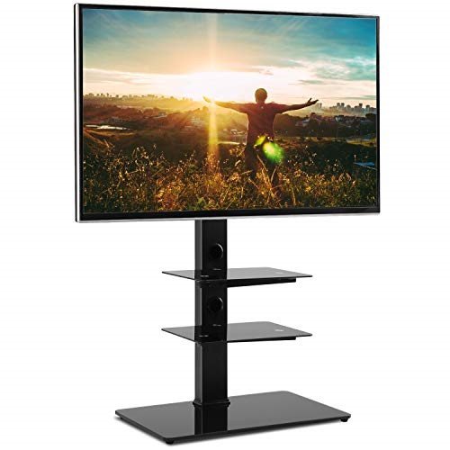 rfiver universal floor tv stand with swivel mount and adjustable media