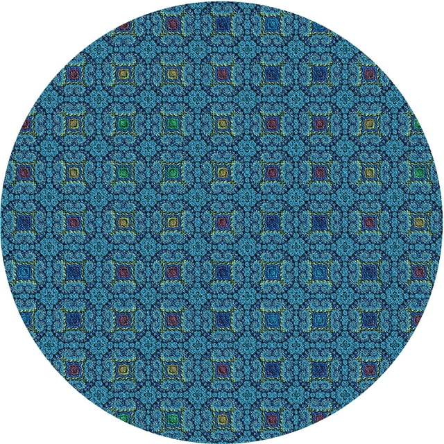 Ahgly Company Machine Washable Indoor Square Transitional Dark Turquoise Green Area Rugs, 3' Square