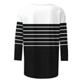 thumbnail image 5 of ZQUUVOU Women's T-Shirts Stripe Printed 3/4 Sleeve Crew Neck Tunic Causal Tops(White,XL), 5 of 5