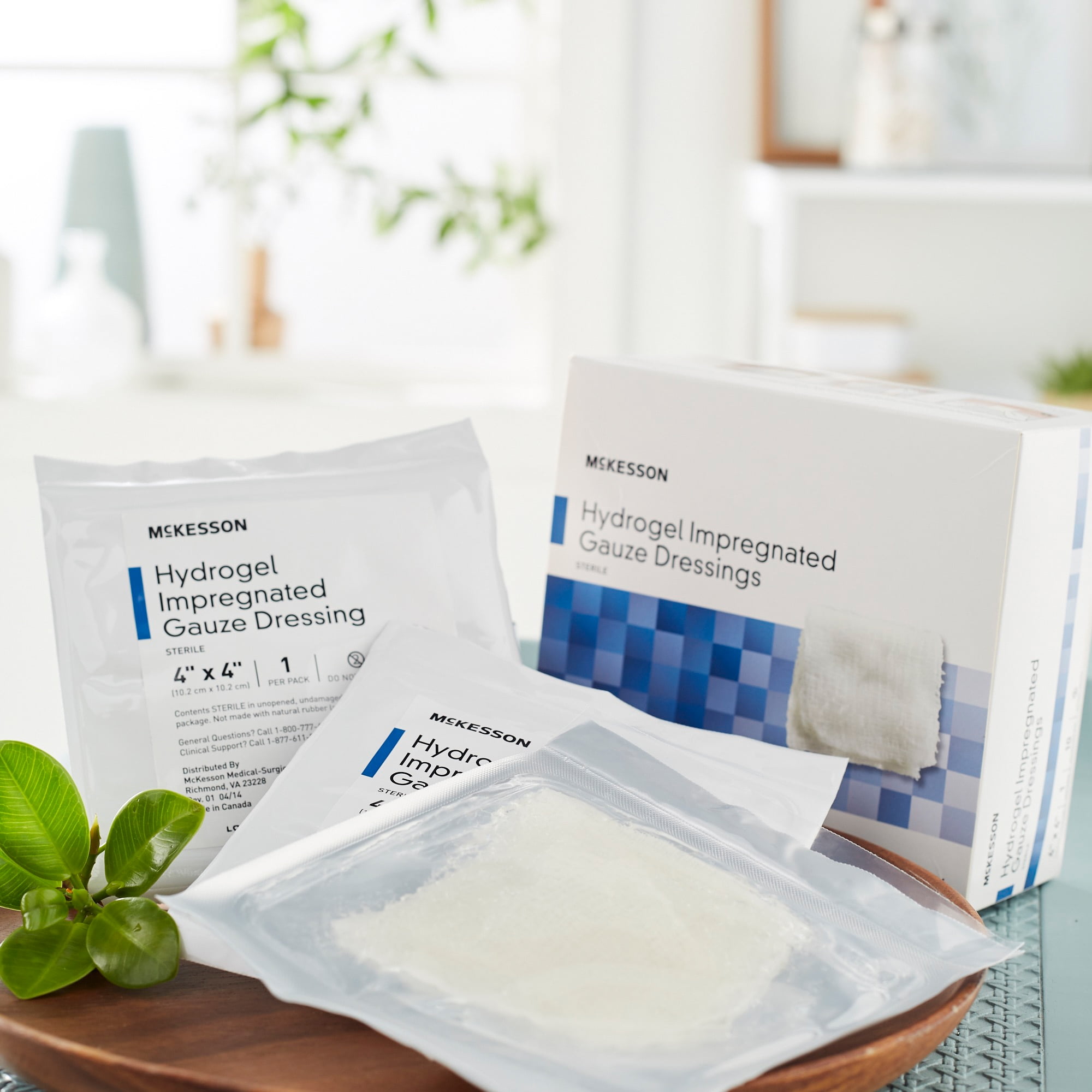 McKesson Hydrogel Impregnated Gauze Dressing - Sterile Bandage, 4 in x 4 in, 10 Count, 1 Pack