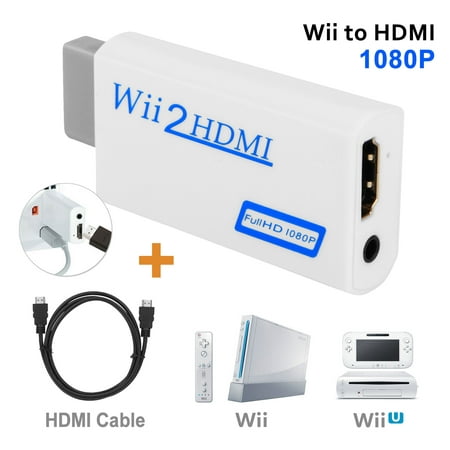AGPtek Wii To HDMI 720P 1080P Converter Adapter Full HD Video + HDMI Cable (Best Wii To Hdmi Converter)