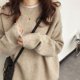 thumbnail image 3 of Suéter de cuello redondo suelto para mujer, de color sólido, suave y encerado, estilo holgado, para otoño e invierno, para uso exterior, 3 of 5