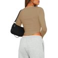 thumbnail image 3 of GHSDFBB Women Summer Slim Fit Basic Crop Tops Solid Color Long Short Sleeve Crew Neck Pullover Tight Tee Shirts Streetwear, 3 of 3
