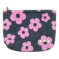 thumbnail image 1 of Bolsa cosmética de moda de felpa con cremallera, diseño floral lindo para bolso, estuche para lápices, 1 of 9