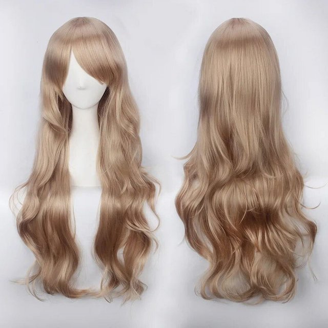 Pelucas sintéticas de pelo rosa, pelo suave de seda a granel, volumen de aire, alta temperatura, pelo largo y rizado, pelo de onda grande, peluca recta para Cosplay