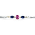 thumbnail image 2 of 925 Silver and 10K Yellow Gold Pink Created Sapphire and Created Sapphire and Lab Grown Diamond Bracelet for Women (6.51 Cttw, September Birthstone, 10X8MM and 8X6MM, 6.5/7/7.5 inch, Made in Italy), 2 of 3