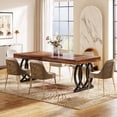 thumbnail image 4 of Finmind 63-inch Dining Table for 4-6, Industrial Kitchen Table with Spacious Tabletop and Geometric Legs, Rustic Brown and Black, 4 of 8