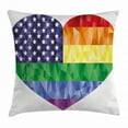 thumbnail image 1 of Pride Decorations Throw Pillow Cushion Cover, Big Heart Shape American USA Flag Rainbow Poly Art Effects Gay Rights, Decorative Square Accent Pillow Case, 24 X 24 Inches, Multicolor, by Ambesonne, 1 of 2