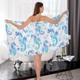 thumbnail image 6 of Coolnut Watercolor Seahorse Blue Bath Towels with 1 Washcloth, 27"x54" + 12"x12"100% Cotton Bathroom Towels Set, Ultra Absorbent and Super Soft Bath Towel for Hotel, Home, 6 of 6