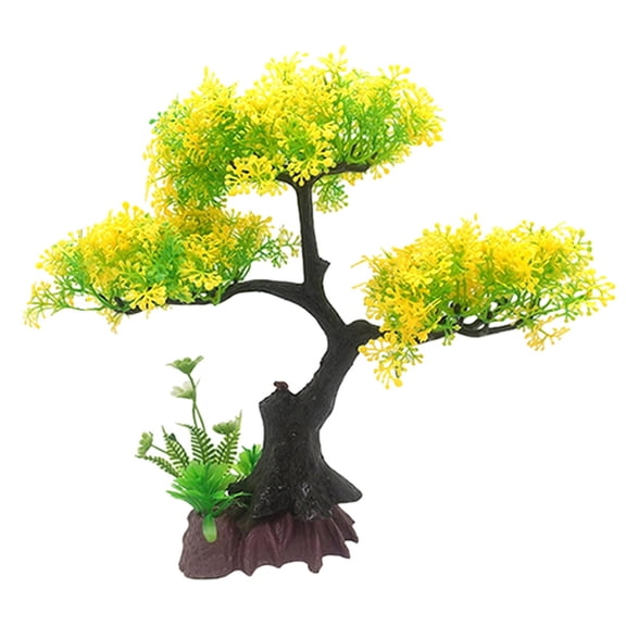 Plastic Aquarium Plants,Artificial Fish Tank Decorations Realistic Bonsai Tree,with Base Green Aquatic Water Plants for Natural Underwater Landscape,1 Piece(Green)