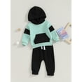 thumbnail image 3 of Bagilaanoe 2PCS Toddler Baby Boy Long Pants Set Contrast Colors Long Sleeve Hoodie Sweatshirt  Tops + Sweatpants 6M 12M 18M 24M 3T Kids Casual Sweatsuits, 3 of 9