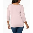 thumbnail image 3 of Charter Club Womens Solid Knit Blouse, Pink, Plus Size, 0X, 3 of 4