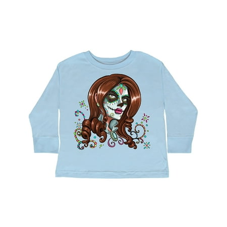 

Inktastic Day of the Dead Woman in Sugar Skull Makeup Gift Toddler Boy or Toddler Girl Long Sleeve T-Shirt
