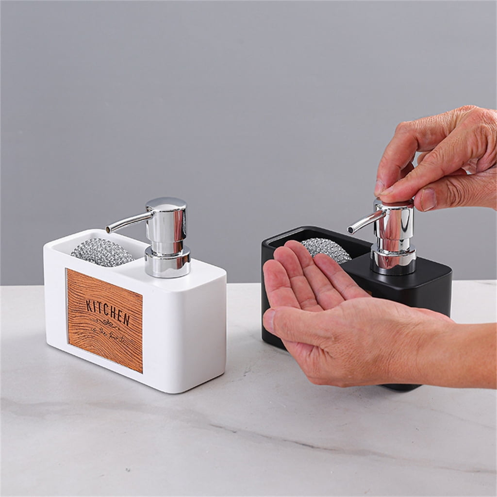 YIEMEEN Kitchen Soap Dispenser with Sponge Holder, Refillable Dish Soap Dispenser for Kitchen Sink Bathroom Hand Soap Dispenser