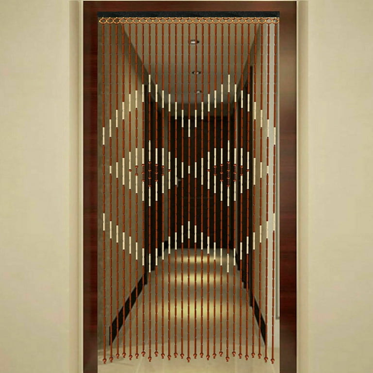 Mkyiongou Bambus Perlen Tür Vorhang Holz Fliegen Vorhang Zimmer Fenster  Jalousie 90x 175cm 