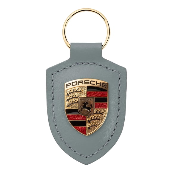 Llavero Porsche Crest de cuero verde genuino