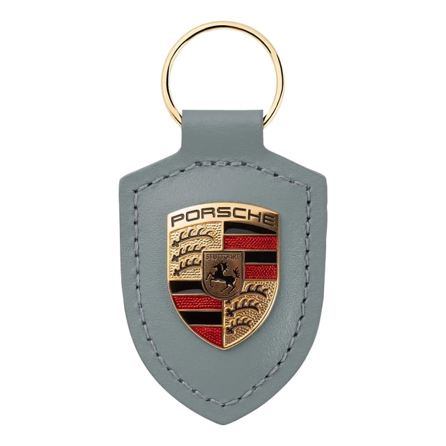 Llavero Porsche Crest de cuero verde genuino