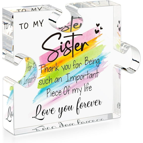 Sister Gifts from Sister Birthday Gifts for Sister Women Sister in Law for Graduation Mothers Day To My Sister Gifts Sister Puzzle Piece Gift from Sister Brother 4.7 x 3.9 x 0.6 Inches