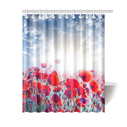 Gckg Red Poppy Shower Curtain 60x72 Inches Polyester Fabric Bathroom Gckg Red Poppy Shower Curtain 60x72 Inches Polyester Fabric Bathroom Sets Home Decor