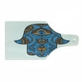 thumbnail image 1 of Hamsa Cutting Board, Sign of Protection with Curly Paisley Pattern Ornament All Seeing Eye, Decorative Tempered Glass Cutting and Serving Board, Wine Bottle Shape, Blue Brown Vermilion, by Ambesonne, 1 of 1