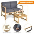 thumbnail image 7 of Gymax 3 in 1 Acacia Wood Furniture Set Patio Outdoor w/ Cushion Coffee Table, 7 of 7
