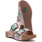 Josef Seibel Tonga 64 Womens Floral Leather Sandal With 2 Buckle Strap In Mint Size 6