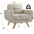 thumbnail image 2 of ZXNYH Elena Contemporary Accent Armchair with Linen Upholstery Living Room Furniture, 2SEAT, Natural, 2 of 5