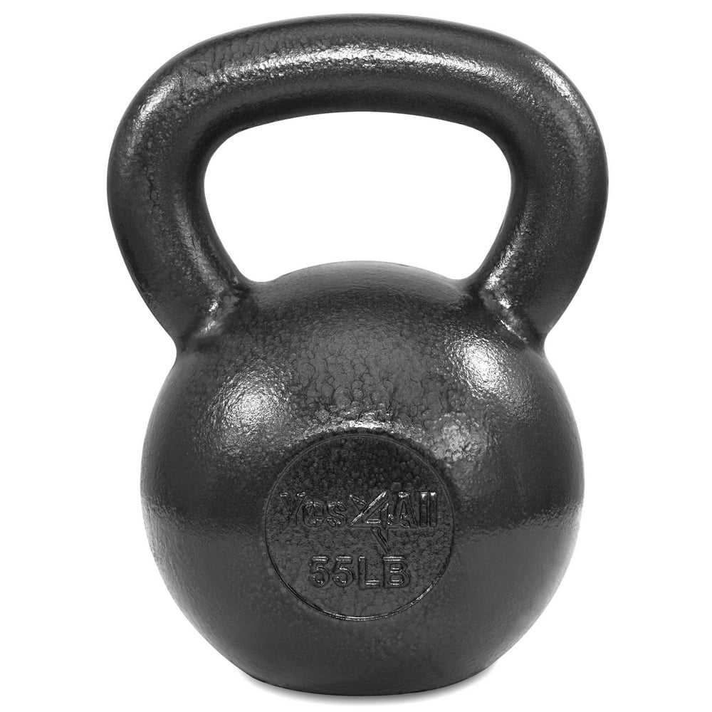 Yes4All Solid Cast Iron Kettlebell 55 lb Kettlebell Weights (Grey