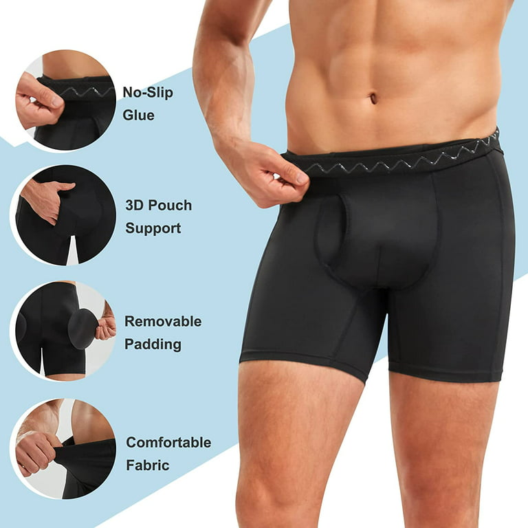 Molutan Mens Padded Boxer Briefs Shapewear Abdominal Compression Shorts  Tummy Control Butt Lifter Underwear(Black, 3XL)