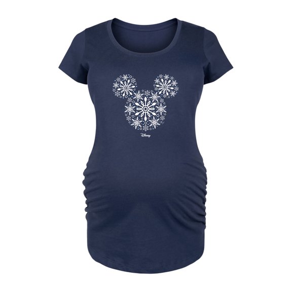 Disney - Snowflakes Mickey Ears - Women's Maternity Scoop Neck Graphic T-Shirt