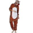 thumbnail image 3 of Jumping Tiger Long Sleeve Onesie Men Women Flannel Warm Panda Pajama Onepiece Adult Animal Pajamas Onesies, 3 of 3