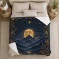 thumbnail image 4 of Golden Moon Above Mountains And Forest Lake, Soft Flannel Blanket with Celestial Landscape Illustration Print, Housewarming Gift and Home Decor for Bedroom and Living Room, 4 of 7